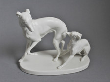 Figurine En Porcelaine De Chien Whippet Nymphenburg Par J.P. Mene