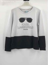 Karl Lagerfeld Paris Womens White Black Long Sleeve Pullover Sweatshirt Size S