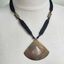 Collier Pendentif Touareg Trois Métaux Traditionnel Africain Ethnique Bohême 