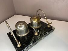 Antique Art Deco marble flap and base inkwell