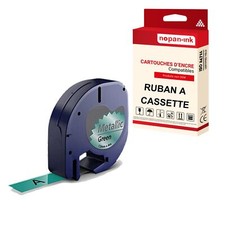 Ruban S0721740 91209 pour DYMO Letratag compatible noir sur fond vert métalliqu
