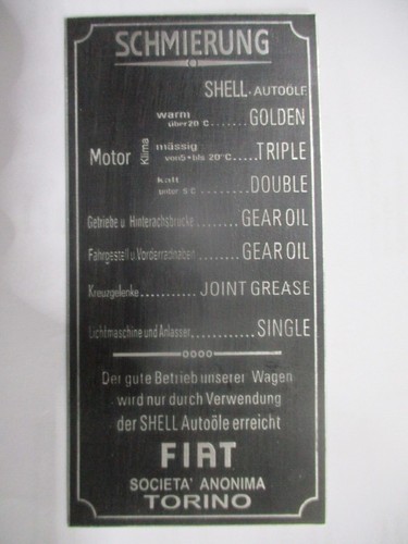 Type plate fiat sign - type,