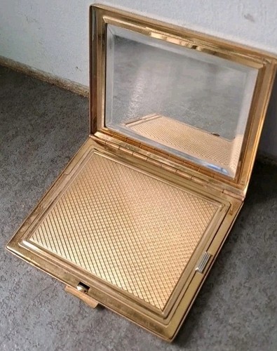 Ancien poudrier doré - poudrier,