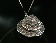 18k White Gold Filled Pendant Necklace made w Swarovski Crystal Solitaire Stone