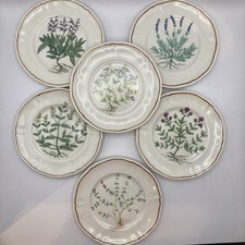 Set of 6 Longchamp France Herbs - Dessert Salad Side Plates, Canape Plate 6 3/8"