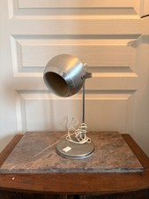 Ancien Lampe Vintage Rétro Industrielle Métal Argenté Eyeball