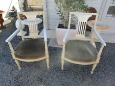 PAIRE DE FAUTEUILS EPOQUE 1930/50 DE STYLE EMPIRE EN BOIS PEINT