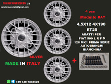 Jantes alliage 12 RAYONS ARGENT Fiat 500 D L F R époque OLD 4x190 borrani rayons