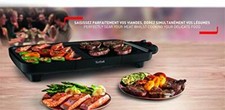 Plancha 2Zones Cuisson Thermostat Réglable Revêtement Antiadhésif Portable 2200W