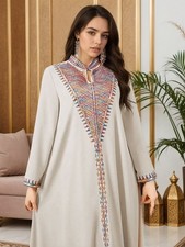 Moroccan Abaya Caftan Cloak Apricot Colour New Size L , UK 12 - 14