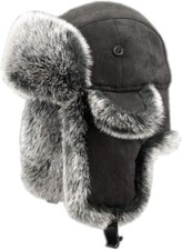 Chapka en Suédine Fausse Fourrure - Protection Coupe-Vent pour l'Hiver Noir