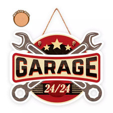 Plaque bois vintage garage
