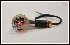 Paire de Clignotants Tête de Mort Skull Rouge ( moto custom quad trike scooter )
