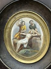 Colorful Engraving In Its Frame & 19th Century & Christ & Crucifixion