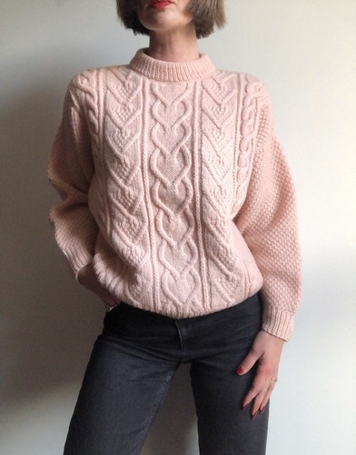 Pull laine tricoté rose - laine,