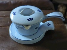 DRU Holland Blue Tulip Enamel Cast Iron Single Butter Sauce Warmer Lid Trivet