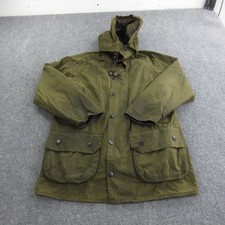 Barbour Classic Beaufort Jacket Mens Large Waxed Olive Hood Liner Made England