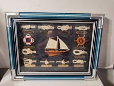 SEA SHOWCASE FRAME 12 PIECES MARINE BOW + SAILBOAT 40X30 CM NEW BOX