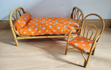 Meubles poupée rotin lit et