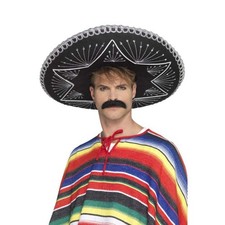 De Luxe Authentique Sombrero Hommes Femmes Mexicain Fête Poncho Déguisement Neuf