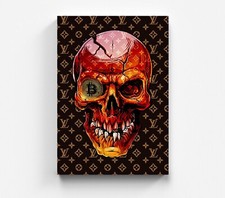 Tableau sur toile crâne pop art graffiti peinture murale images toile de haut...