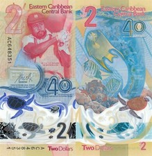 East Caribbean States 2 Dollars 2023 - Banknote of the Year/Polymer, p-61 UNC