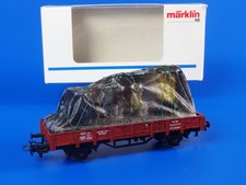 MARKLIN H0 - 4423 - LOW SIDED FLAT WAGON + FREIGHT / LN