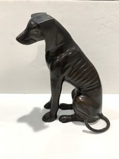 Large Rare Bronze Brass Greyhound Whippet Dog Statue Vintage Sculpture 11"