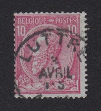 TIMBRE Belgique 1884-86 Leopold II 10c rose oblitéré n°71 catalogue Maury