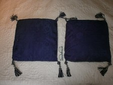 PAIR OF ANTIQUE LITURGICAL CUSHIONS/DAMASK SATIN Purple/19th/45x45c/MASS/CHURCH