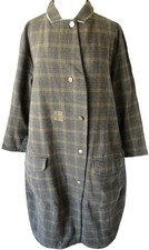 Ewa i Walla Olive Plaid Wool Blend Bubble Coat