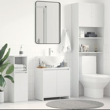 Armoire de Salle de Bain Rangement Blanc Brillant Bois d’Ingénierie vidaXL