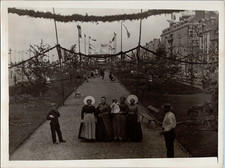 France, Paris, Fête A Identifier, Tent and Garlands with French Flags