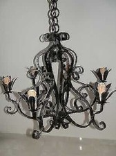 Lustre À 6 Lumières Fer Forgé Modèle Empire Avec Chaîne à Accrocher