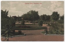 POMONA CA Postcard CENTRAL PARK Gardens, to J. G. Rhine in CHARLESTON MO 1907