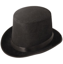 Black Top Hat Adult Halloween Unisex Velour Tall  Topper Victorian Magicians