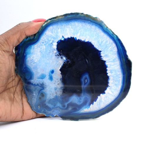 Agate bleue tranche polie - tranche,
