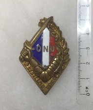 FRANCE GUERRE CORÉE - INSIGNE BÉRET BATAILLON FRANÇAIS ONU 1950 MATRICULÉ