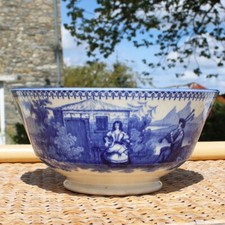 Ancien bol en faïence bleu