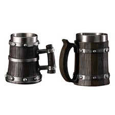 à bière en tonneau de bois au design rétro, 600 ml, ornement, tasse à thé,