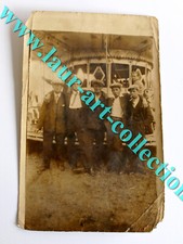 RARE POSTCARD PHOTO 1890-1900 FAIRGROUND MAN FAIRGROUND RIDING MECHANICAL CAROUSEL