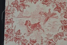 antique toile red/ivory 48x107 hunting dogs birds cotton original