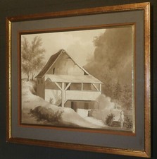 1821 SAVOIE Lavis CHALET SAVOYARD Restauration forêt Savoie Annecy Jura Dôle