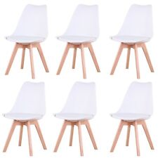 Lot de 6 Chaise Salle à Manger design scandinave Cuisine, Tulip rembourrée Blanc