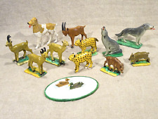 Ancien jouet 12 animaux loup lynx sanglier chien bouquetin ... art populaire