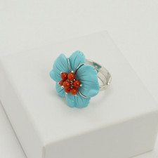 Bague Argent 925 Corail Rouge