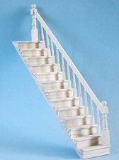 Blanc Peint Droit Bannister en Bois Escalier Étui Tumdee 1:12 Balance Maison de