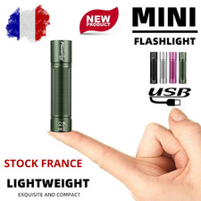 Mini Lampe de Poche LED Puissante 300lm Rechargeable USB-C Torche Porte-Clé