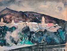 Yves BRAYER (1907-1990) - "Paysage de Taza, Maroc 1928" - Aquarelle gouachée !