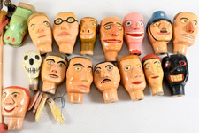 WOOD PUPPETS 14 HEADS GAME FORRAIN /14 wooden LRG puppet HEADS